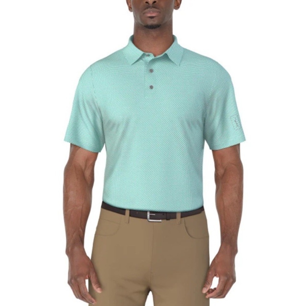 PGA TOUR Mens Short Sleeve Aruba Blue Golf Polo‎ Shirt NWT Size S